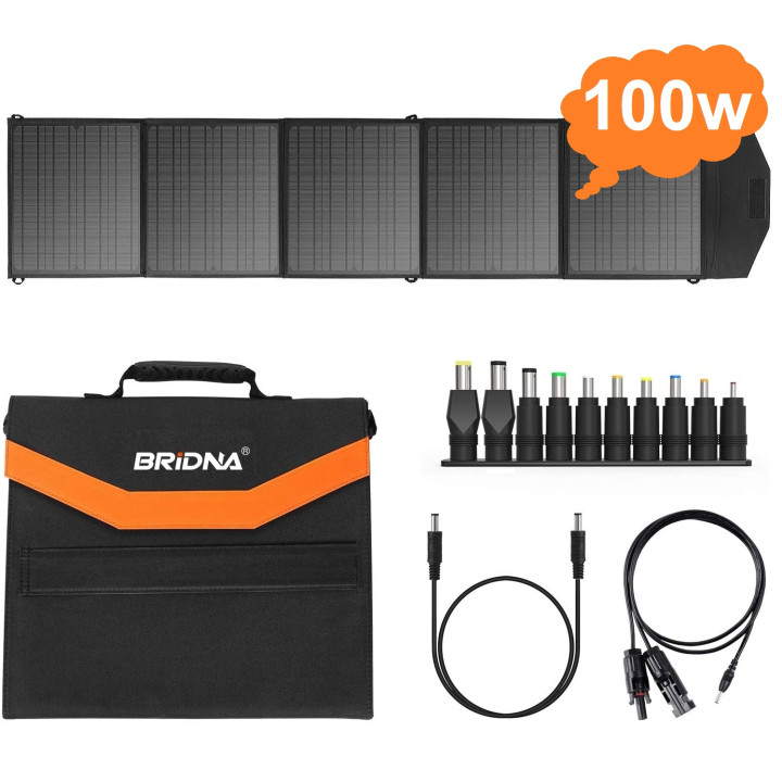 BRIDNA SGR-SP100W  Портативна сонячна панель складана монокристалічна кремнієва, зарядний пристрій для заряджання.