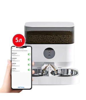 Годівниця для котів та собак автоматична Pet Life DU5L-WH WiFi 5,0л. з двома тарілками Біла Годівниця для котів та собак автоматична Pet Life DU5L-WH WiFi 5,0л. з двома тарілками Біла