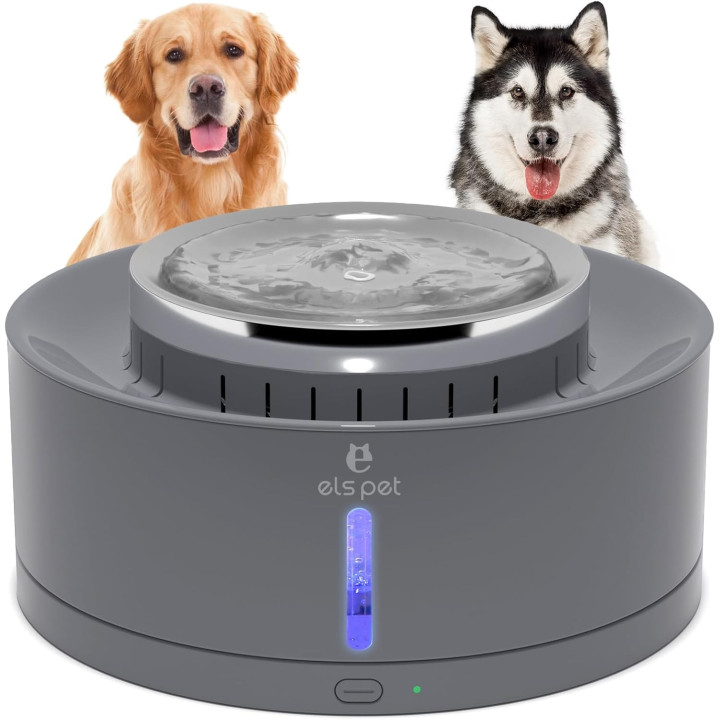 Поїлка - фонтан Els Pet B302 8L для собак середніх та великих порід бездротовий насос Колір Сірий