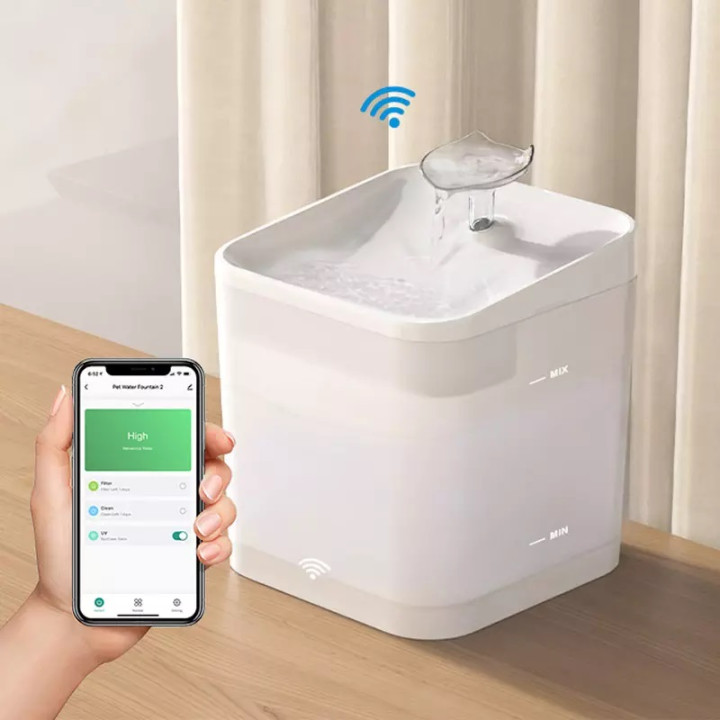 Поїлка - фонтан для котів та собак Petrust ТК-WF002, WiFi, UF- стерилізація, 2,2л, Білий